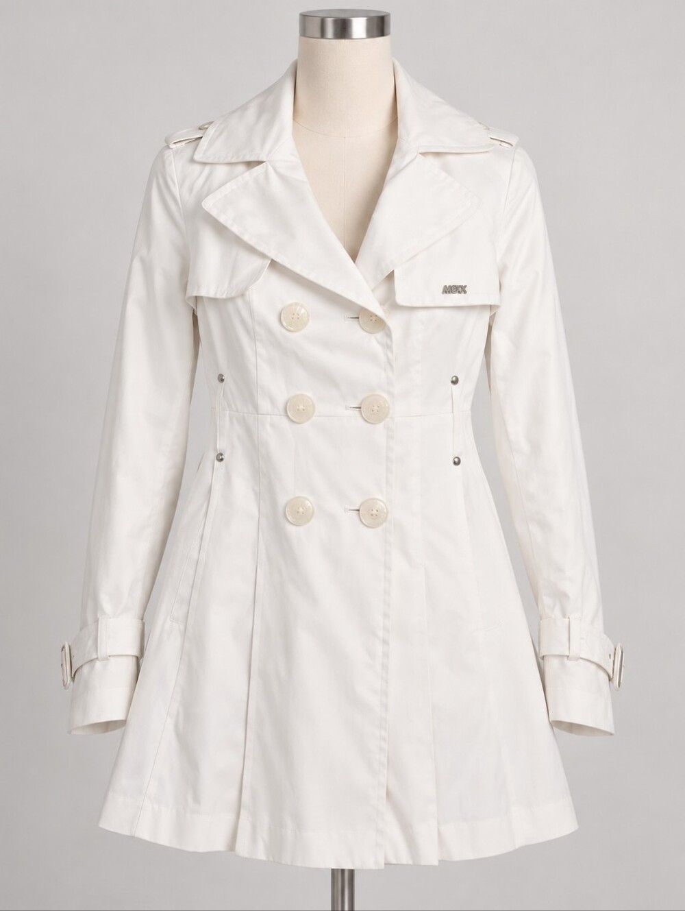 M60 Miss Sixty White Double-Breasted Trench Coat Size XS